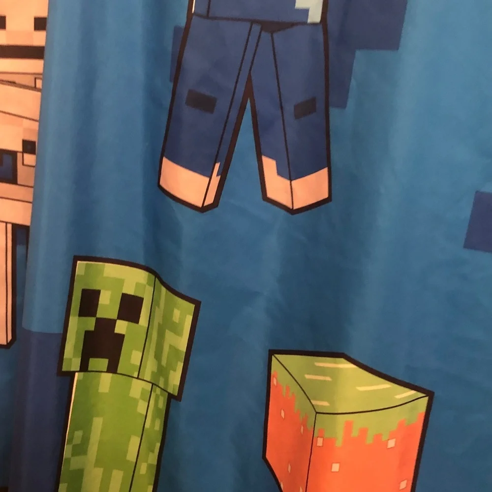 Minecraft Kids Costume Shower Curtain - Blue with TNT & Creeper